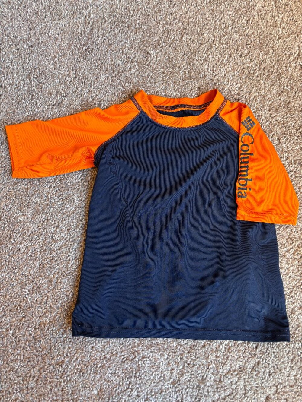 Columbia Omni-Shade Kids Rash Guard Swim Shirt Size 3T – Navy Blue & Orange